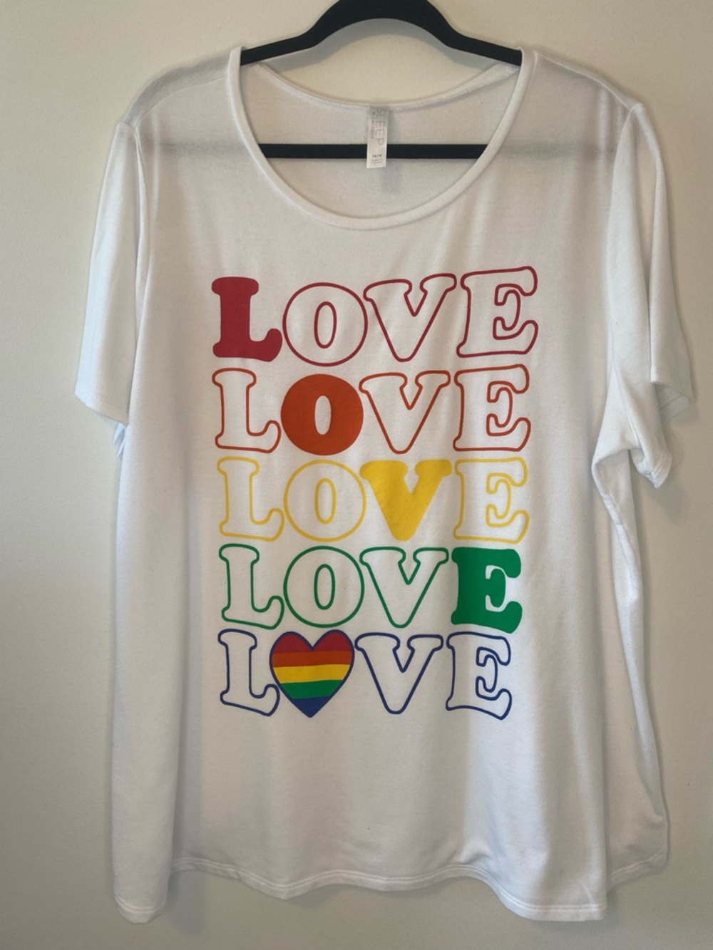 Lane Bryant White Tee with Rainbow LOVE Graphic